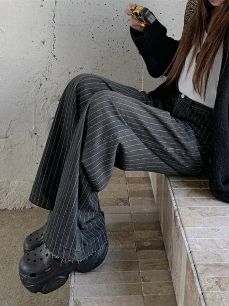Ropa Y2K Vintage Striped Wide Leg Baggy Jeans Pants