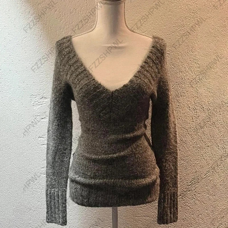 Y2k Harajuku 2000s Knit Sweater Goth Hip Hop Punk Graphic Pullover Streetwear EMO Girl Long Sleeve Retro