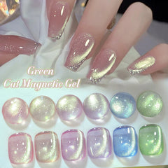 10ml Green Cat Magnetic Gel Ultra Shine Holographic Glitter Semi Permanant Soak Off UV LED Gel Varnish