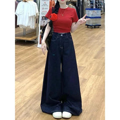 Vintage High-Waisted Wide-Leg Jeans Skirt American Style