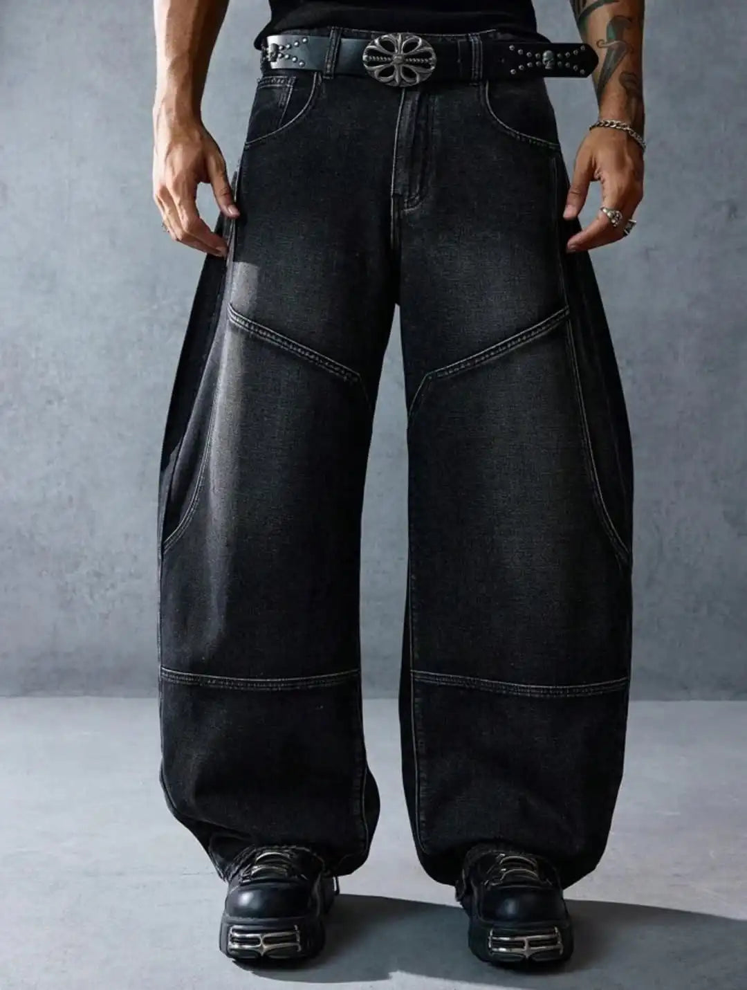 Y2K Black Trend Dressing Up Korean Style Simple Baggy Angel Printed Jeans Necessary Solid Retro Straight Pants