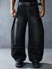 Y2K Black Trend Dressing Up Korean Style Simple Baggy Angel Printed Jeans Necessary Solid Retro Straight Pants