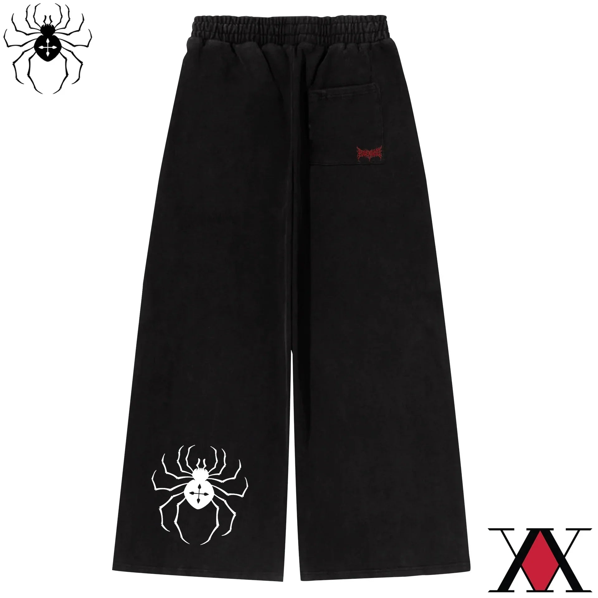 Anime Cloud Print Wide Leg Pants Streetwear Harajuku Loose Trousers with Wing Pattern Elastic Waist Casual Bottoms