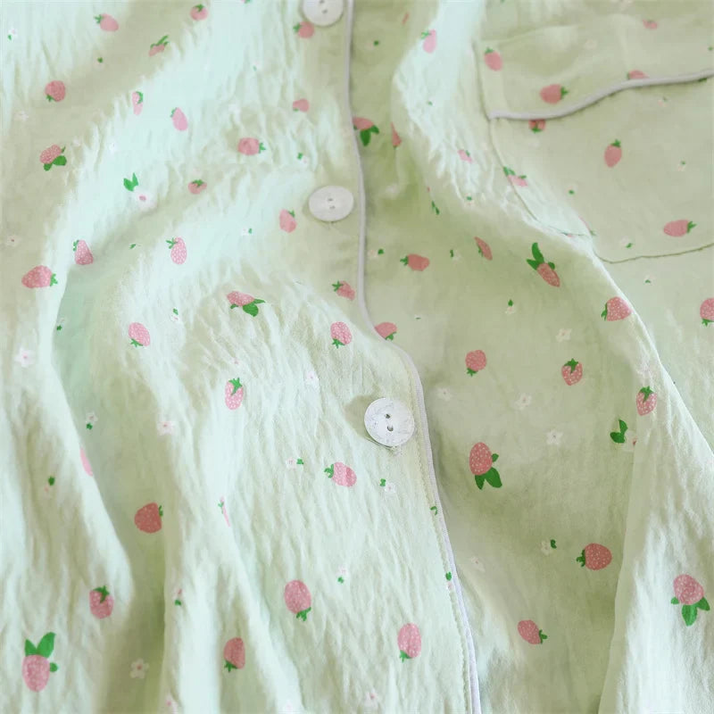 2 PCS Pajama Sleepwear Pajama Set Long Sleeved Pants Suit Peach Print Ventilate Soft Comfortable Home Leisure Home Clothes