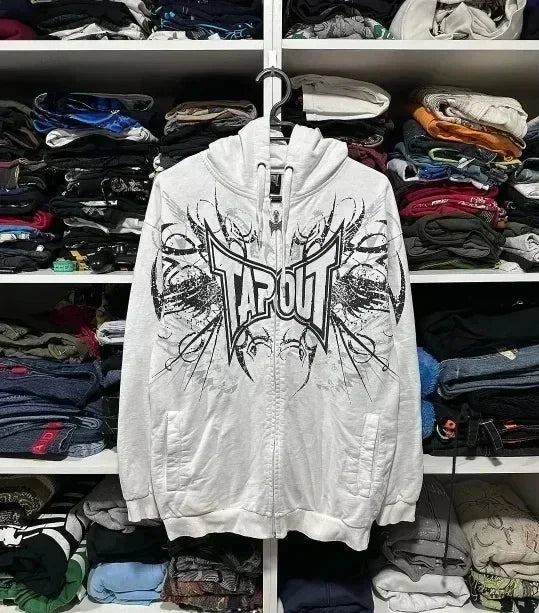 American Two-Sided Hoodie Sweatshirt Hip Hop Harajuku Sweatshirts Zipper Hoodie Oversized Streetwear Jacket Y2k Clothes