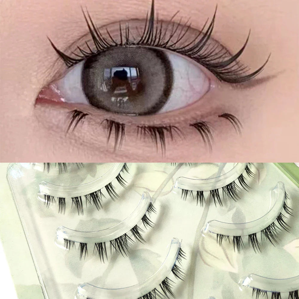 5 Pairs Thick Lower Eyelashes Clear Band Under Eye Lashes Soft Lower Eyelash Handmade Manga Bottom Lashes Makeup Tools