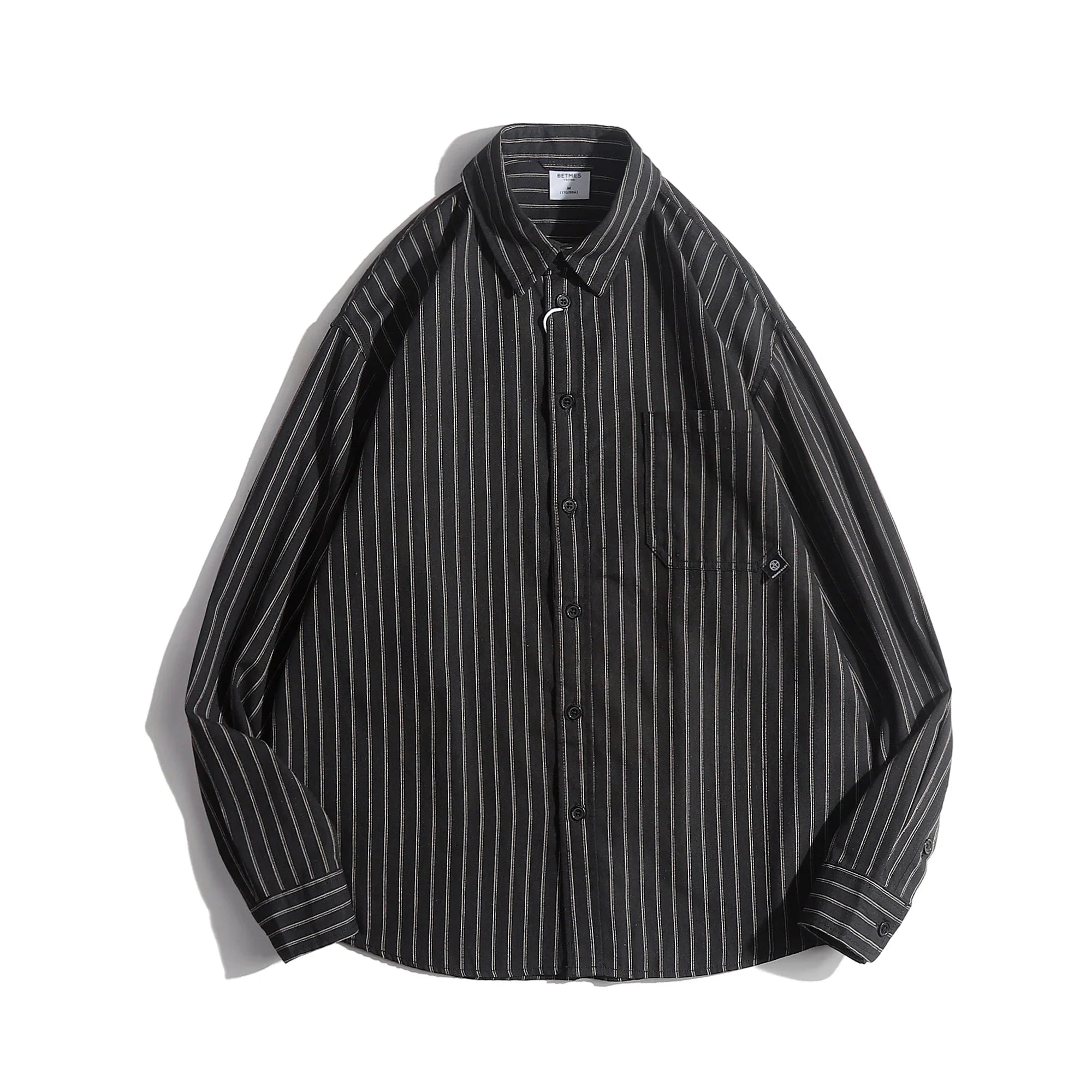 Japanese Retro Vintage Striped Shirt Long Sleeve Loose Casual Oversized Blouse Ins Trendy Top Streetwear