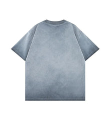 Mens Gradient Washed Loose Crew Neck Tee Streetwear Vintage Distressed Oversized Tshirt man Casual Trendy Basic Top