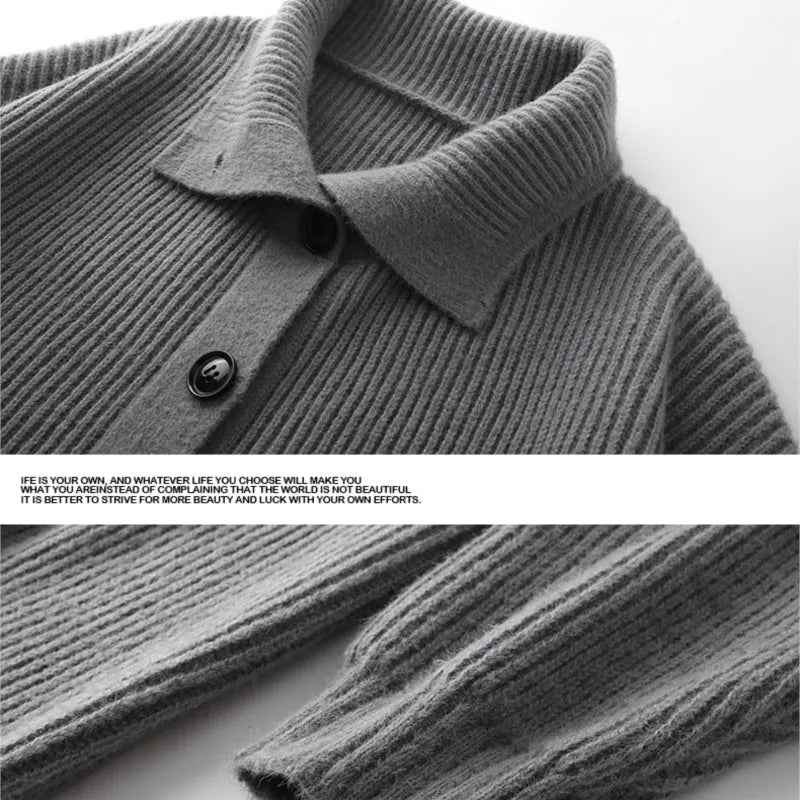 Jersey Single breasted Casual Sports Coat Solid Color Stand Collar Wweater Fleece Warm Cardigan