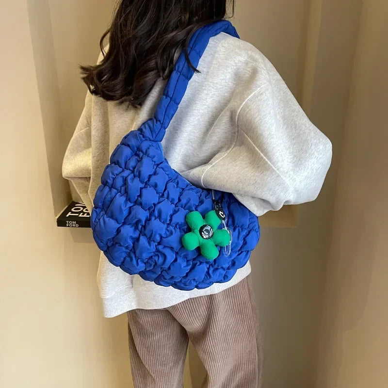 Bag Korean Version Sweet Girly Style Shoulder Bag Casual Bubble Dumpling Bag Fold Cloud Bags Exquisite