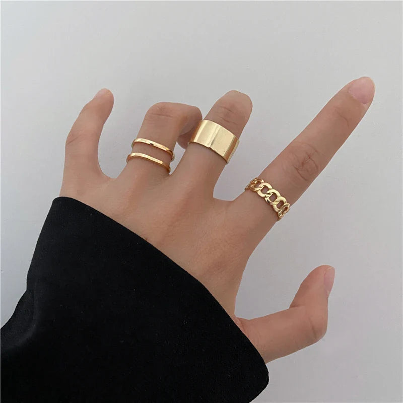The Tide Cool Ring Set Korean Ring Ring Net Red Jewelry Not Fade Color Ring Cold Wind Hip Hop Index Finger Ring