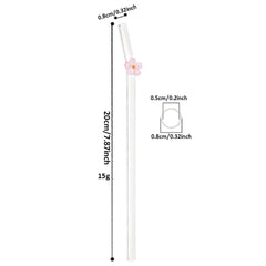 5Pcs 8mm Glass Straw Reusable Drinking Straws Cute Flower Heat-Resistant Straw