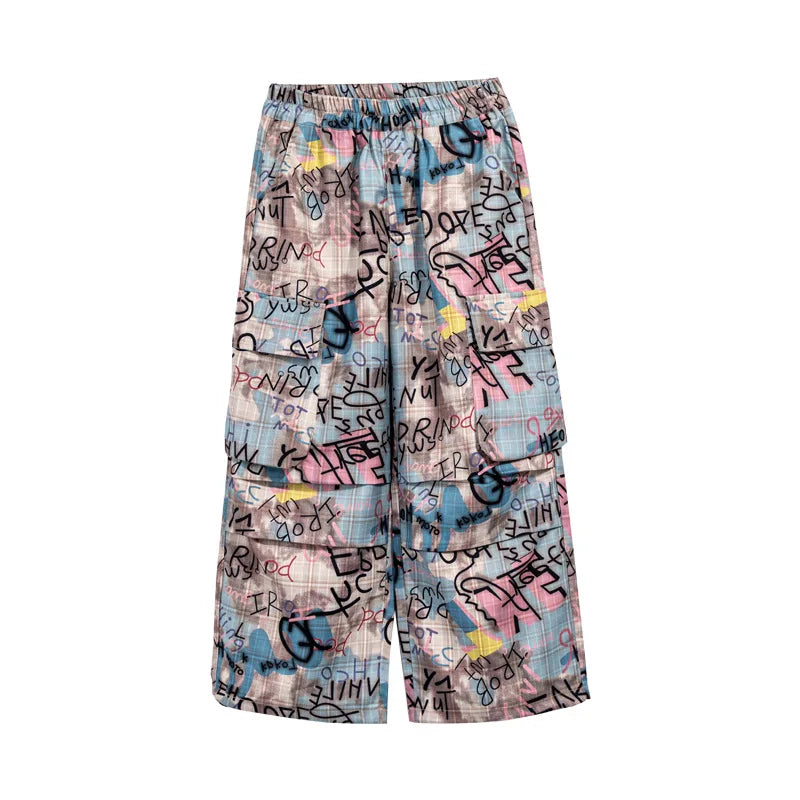 Child Pants Boys Trousers Teenager Clothing Kids Wide-legged Trousers Boy Letter Loose Pants
