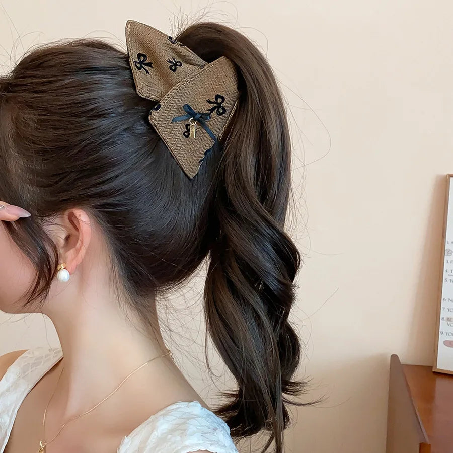 Korean Fabric Plaid Triangular Hair Claw Clips