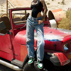 Wide Leg Baggy Jeans Lady Vintage Punk Low Rise Waist Loose Denim Pants Streetwear Trashy Long Skater Trousers