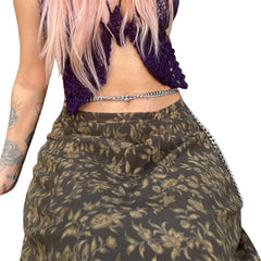 Retro Half Skirt Print Retro Straight Comfortable Street Party Long Skirt