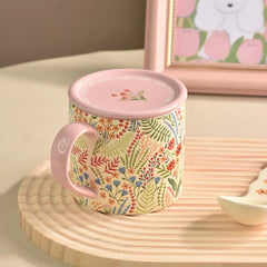 Pink creative hand-painted ceramic coffee cup