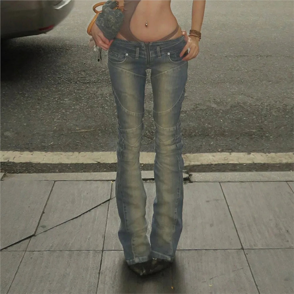 clothing Trendy vintage jeans Street wind low waist trousers Slim long pants