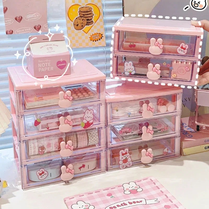 Desktop Storage Box Organizer Student Drawer Box Pen Holder Cute Office Childrens Hair Accessories Stationery Rack Organizer Box
