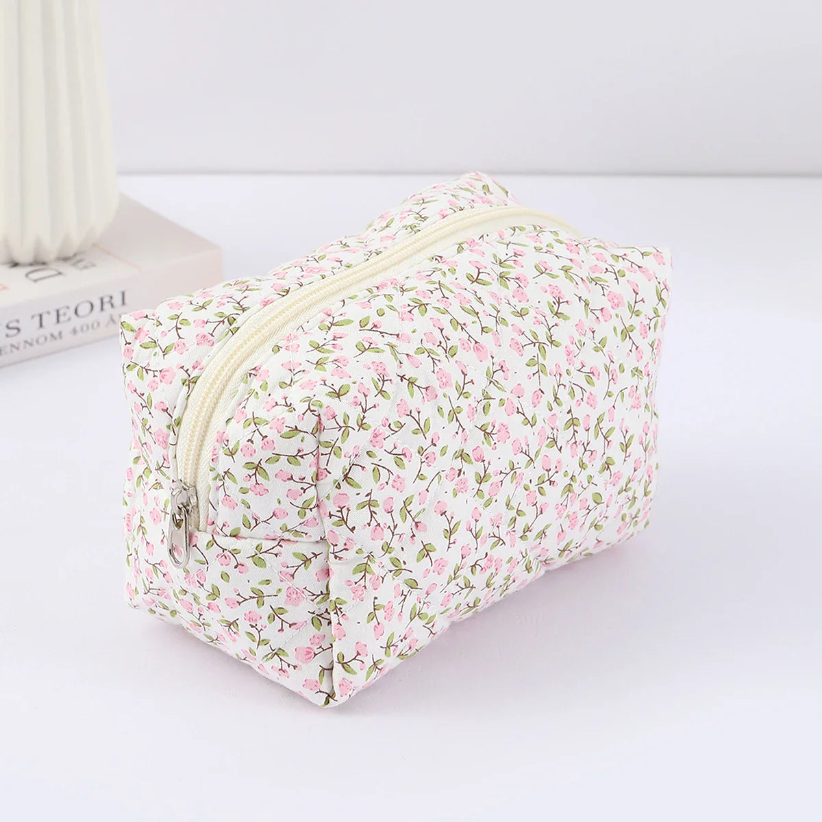1 pc exquisite bowknot single-layer pencil case, floral pattern design storage bag, a must-have