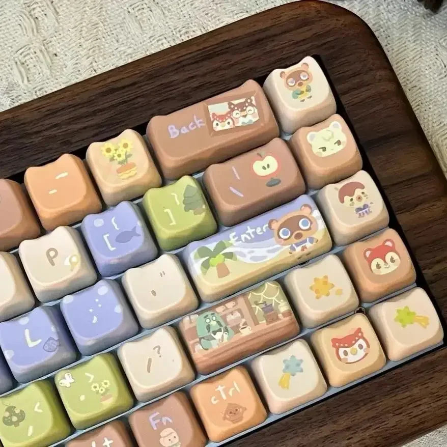142 Keys Customized Gift Cute Cat keycaps MAO Keycaps Square Thermal Sublimation Mechanical Keyboard 2.25 U 2.75U