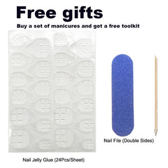 10Pcs Handmade Press on Nails French Almond Full Cover Cherries
