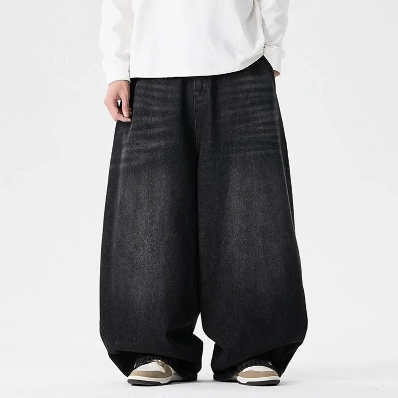 Streetwear Denim Pants Harajuku Washed Baggy Jeans Y2K Punk Casual High Waist Wide Leg Pants