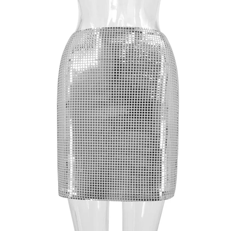 Sequin Mesh Party Dress Euro-American Slim Fit Bodycon Clubwear Evening Cocktail Elegant Skirt