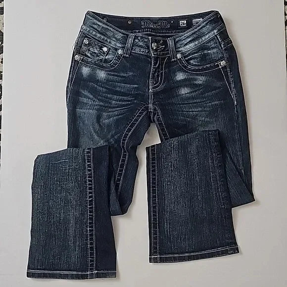 Gothic Diamond Embroidery Jeans Vintage Low Rise Flared Jeans Retro Y2k Baggy Denim Pants High Streetwear Trousers