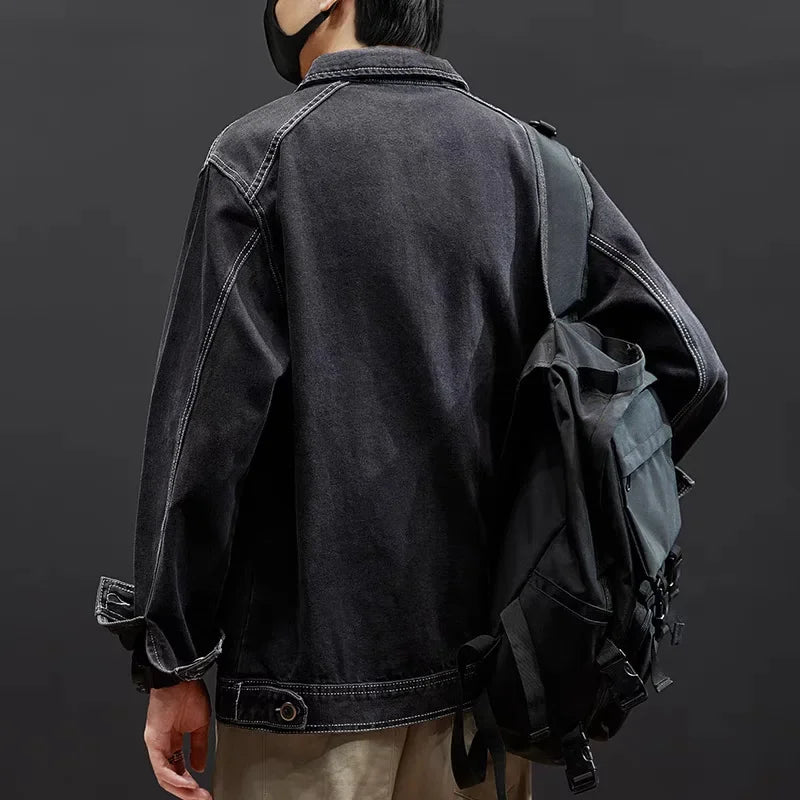 Loose Casual Denim Jacket Trendy Splicing Workwear Individuality