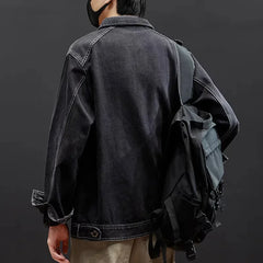 Loose Casual Denim Jacket Trendy Splicing Workwear Individuality