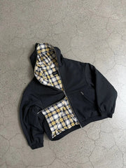 Korean Yellow Plaid Double-Sided Zipper Black Sweatshirt Hoodie
