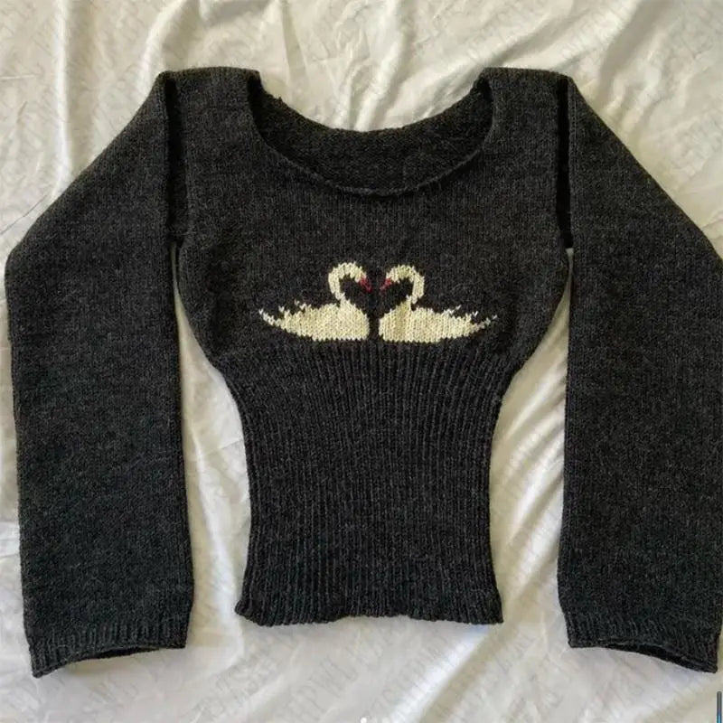 Y2k Harajuku 2000s Knit Sweater Goth Hip Hop Punk Graphic Pullover Streetwear EMO Girl Long Sleeve Retro