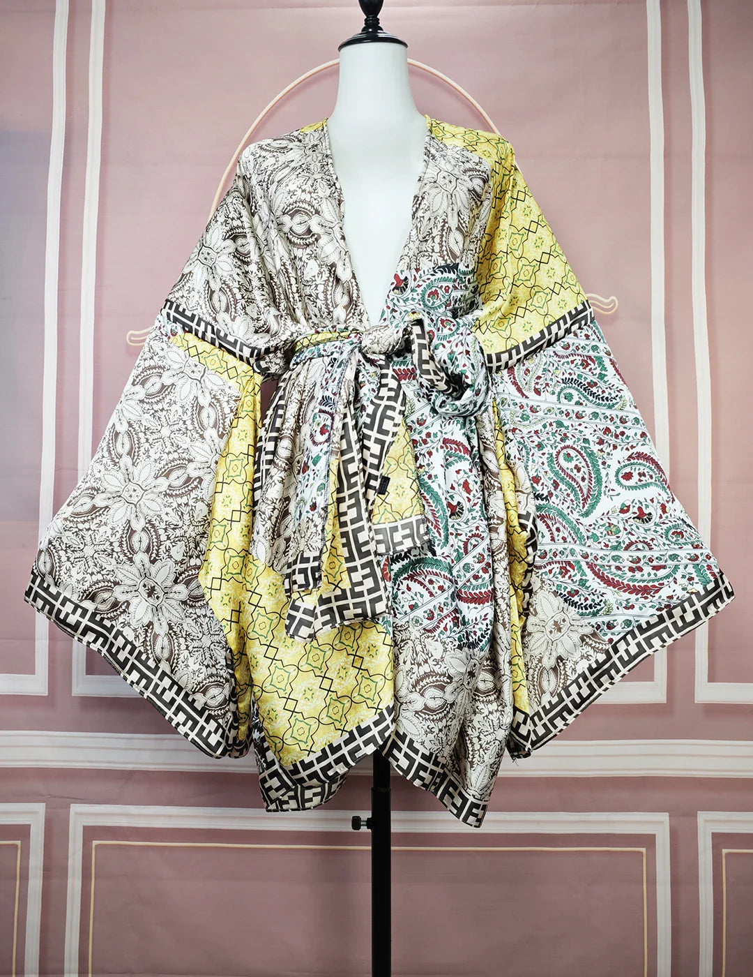 Elegant Floral Lady Beach Bikini Mini Kimonos Plus Size African Swimwear Loose Cardigans Clothes