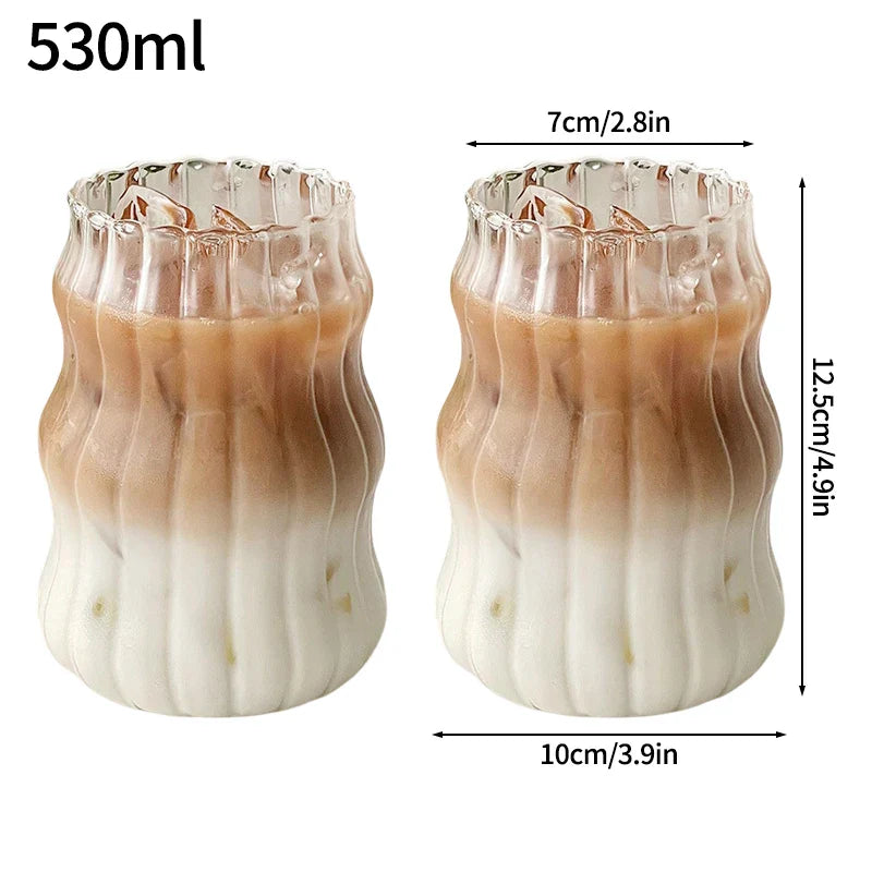 Glass Drinkware Cold Coffee Cups Latte Coffee Glass Iced Juice Milk Water Bottle