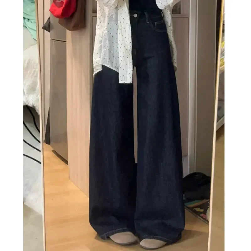 DeepBlue High-Waisted Wide-Leg Jeans
