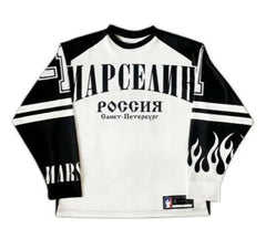 Y2K American марселин Jersey Long Sleeved T Shirt Street Wear Casual Baseball Jacket Harajuku Retro Loose Sports Shirt