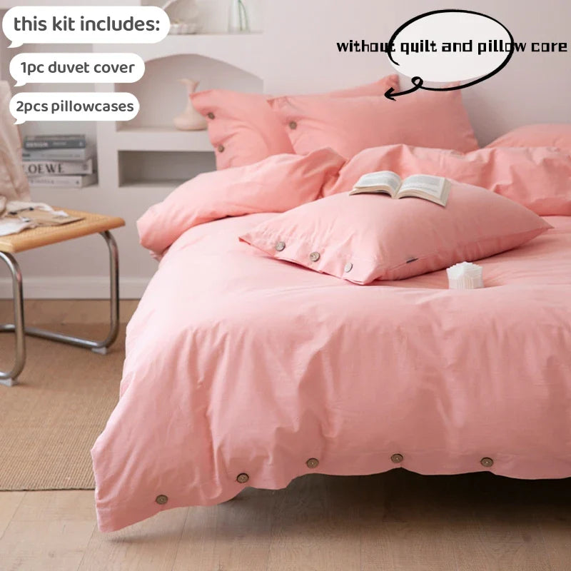 3pcs 100% cotton bedding set Double Duvet Cover Set 220x240 Solid Twist Cotton King Size Bedding Set Quilt Cover Set