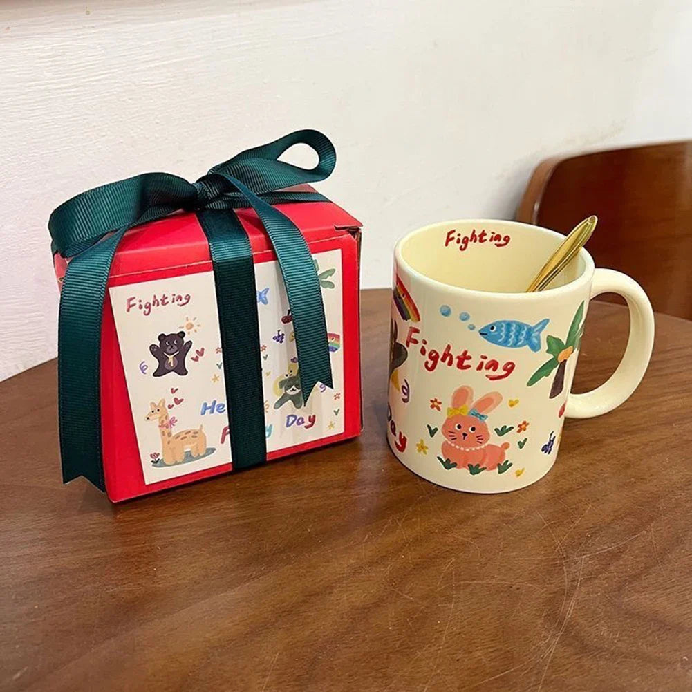 Ceramic Coffee Mug Funny Cute Cartoon Dog Mug with Handle Home Baking Dessert Breakfast Milk Mug Present