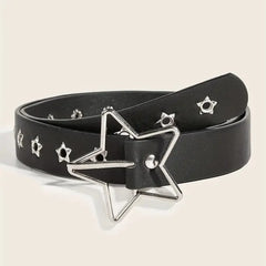 Y2K Punk Star Eyelet Black Rivet Belt Goth Pu Leather Belts