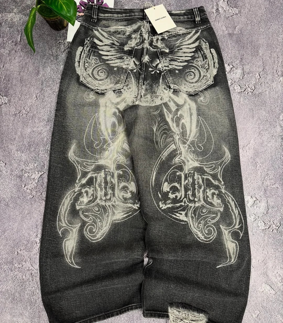 Y2K High Street Dark Gothic Unisex Jeans American Harajuku Baggy Straight Pants Hip Hop Rock Trend Wide Pants