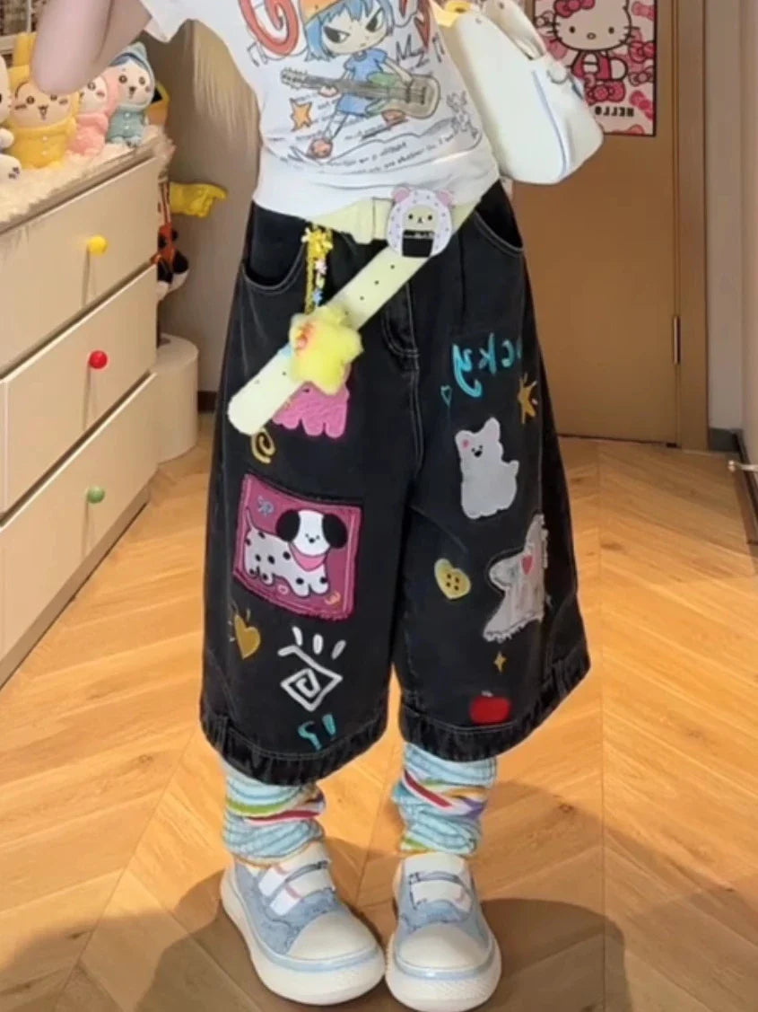 Shoujo Jorts Abi Tide Harajuku Korean Jeans Shorts Kpop 2000s Stylish Denim Pants Grunge Y2k Japanese Streetwear
