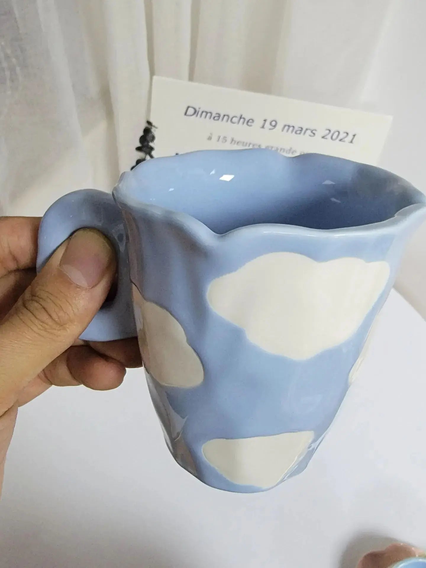 Ins style cute teddy bear irregular cloud tulip ceramic mug