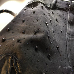 European Hollow Lace Jeans Black Lace Denim Pants Heavy Industry Beads Diamond Denim Splicing Crochet