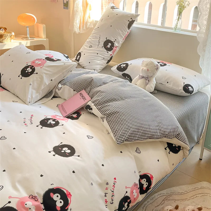 1Pcs 100% Cotton Printed Duvet Cover Cartoon Pattern Skin Friendly Breathable Comforter Cover Bedclothes
