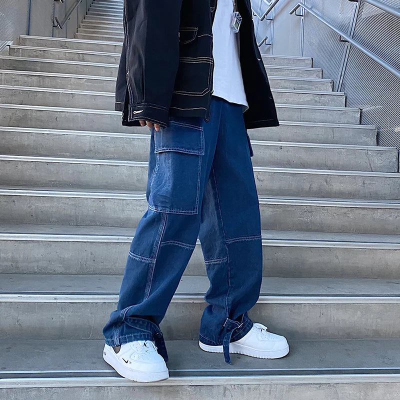 Jeans Wide Leg Denim pants Loose Straight Baggy Jeans hip hop Streetwear Skateboard Neutral denim Trousers Cargo jeans