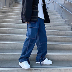 Jeans Wide Leg Denim pants Loose Straight Baggy Jeans hip hop Streetwear Skateboard Neutral denim Trousers Cargo jeans