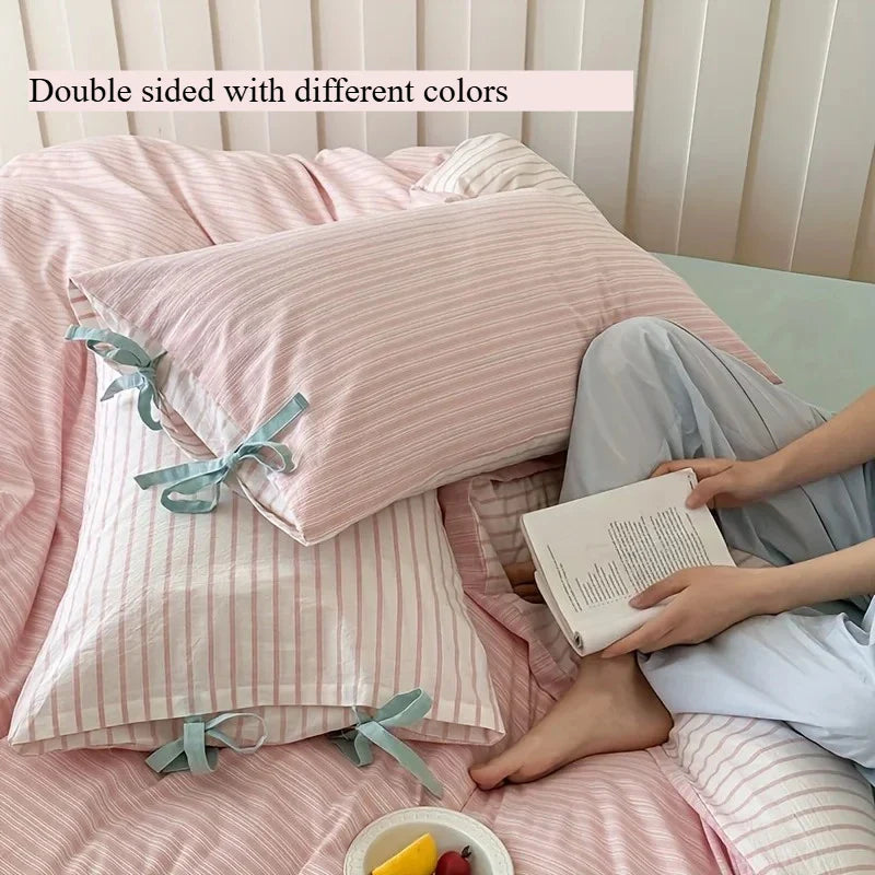Double Sided Stripes Bow Pillow Cases 48x74cm Soft Comfortable Covers Cotton Pillow Cover Pillow Sham Beds Home Decoration gifts