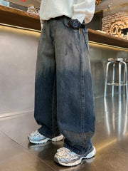 Teenagers Boys Jeans Children Wide Leg Denim Pants