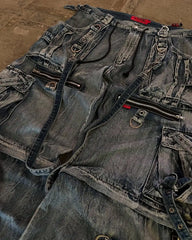Streetwear Heavy Jeans Y2K Clothing Hip Hop Retro Pockets Baggy Cargo Pants Baggy Jeans Low Rise Wide Leg Trousers